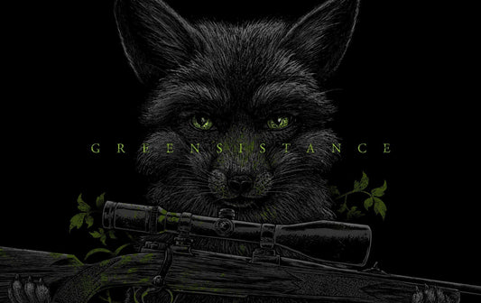 greensistance logo banner mit fuchs im hintergrund dessen augen grün leuchten